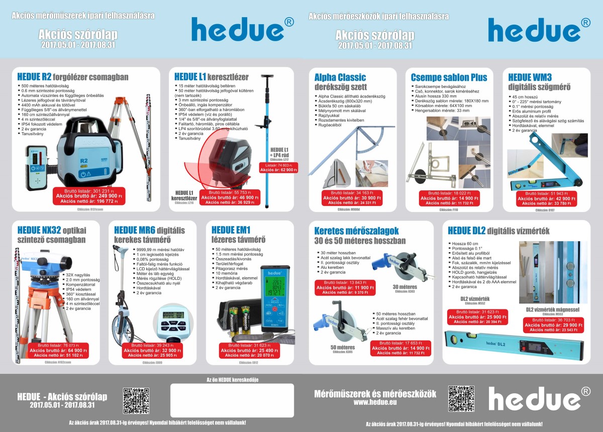 HEDUE akció mérőműszer és mérőeszköz ajánlat
