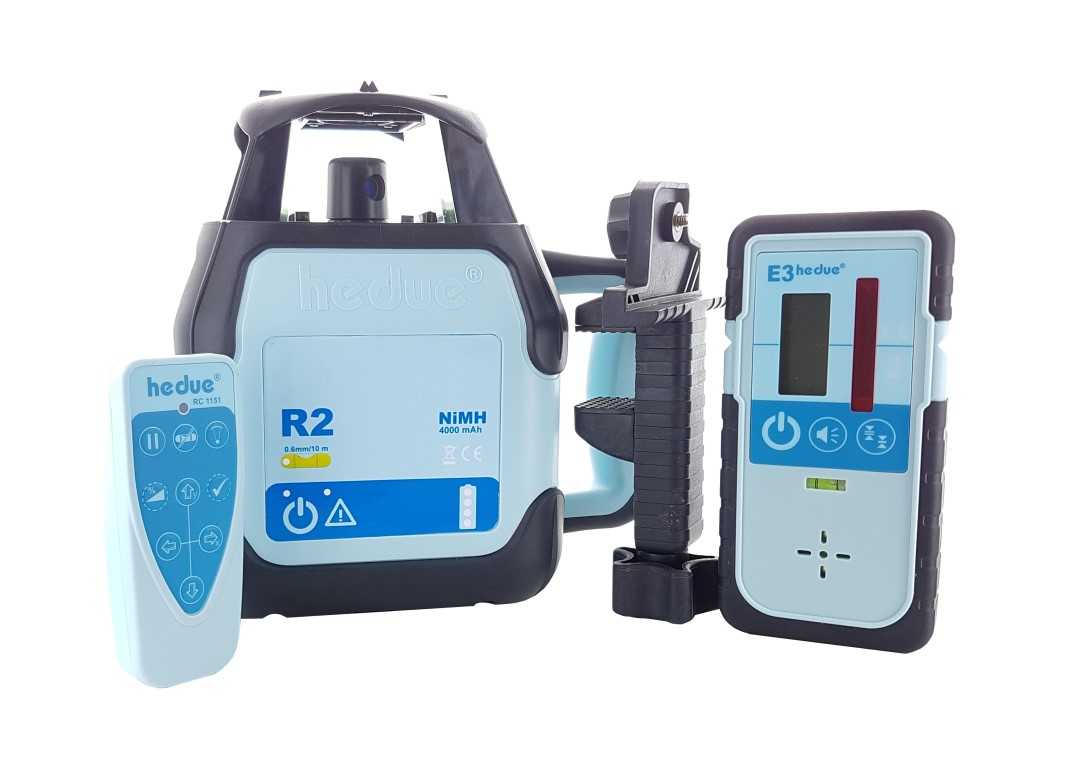 hedue R2 forgólézer távirtányítóval és jelfogóval