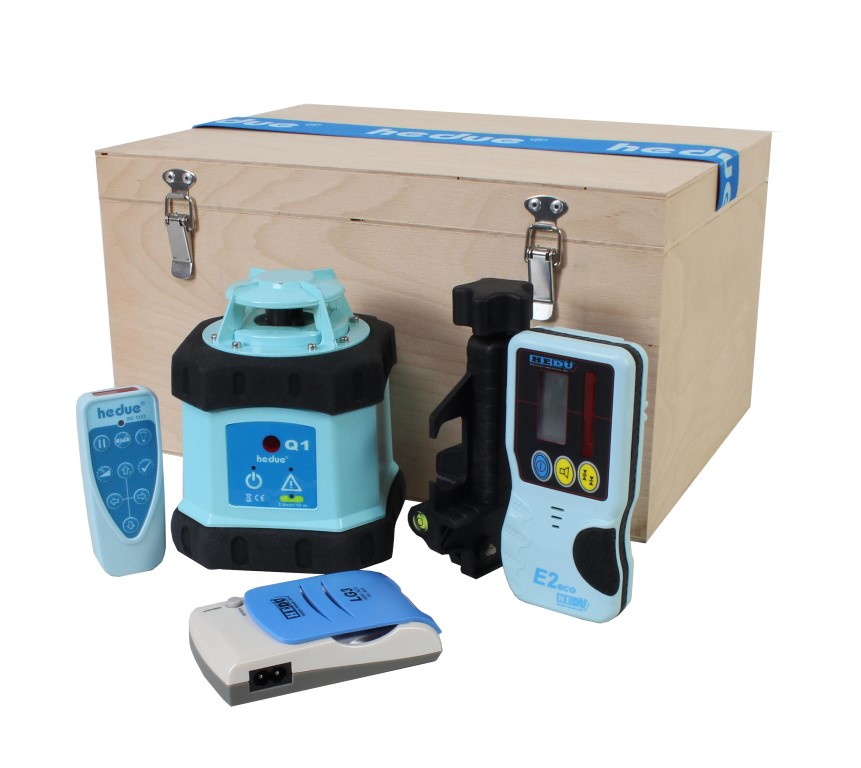 hedue Q1 forgólézer, távirányítóva, jelfogóval, akkuval és töltővel